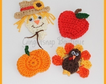 NEW LOWER PRICE  pdf Fall Embellishments Crochet Pattern Set