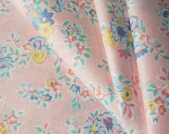 3.5 Yards Vintage Dainty Pink Floral Fabric  Wamsutta
