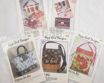 Bundle Lot of 5 Lazy Girl Designs Patterns Purses Totes Handbags Wallet Messenger Bag Accessories NEW