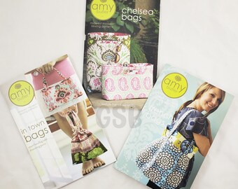 Bundle Lot of 3 Amy Butler Sewing Patterns Chelsea Bags, In Town Bags, Frenchy Bags UNCUT