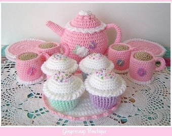 PDF Crochet Pattern - Tea Set