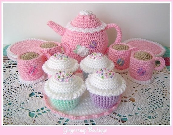 PDF Crochet Pattern - Tea Set