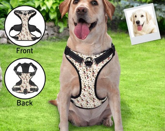 Custom Funny Dog Harness Personalized Pet Face Adjustable Reflective Vest No Pull Dog Harness