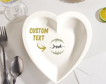 Custom Name Heart Shaped Plate Personalized Ceramics Dinner Plate