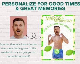 Personalized Pin the Junk on the Hunk: Bachelorette Party Game (Canva Template)