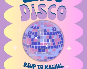 Invito modificabile dell'ultimo fine settimana di addio al nubilato in discoteca / Itinerario dell'addio al nubilato in discoteca retrò / Addio al nubilato con ballo in discoteca