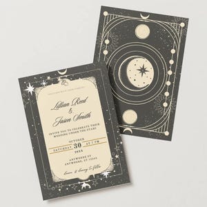 星のウェディング招待状セット：天体占星術テンプレート（デジタルダウンロード）