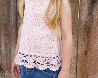 Angel Crochet Lace Top Pattern - Girls Crochet Tank Top Pattern - Kids Classic Crochet Top Pattern Tots Tweens 2T - 12 Girls Top