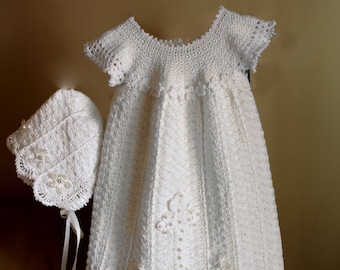 Crochet Christening Gown Pattern Crochet Baptism Gown Pattern Blessing Dress Pattern Crochet Bonnet Pattern Serenity Sizes Preemie - 12 mos