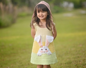 Crochet Bunny Dress Pattern, Easter Crochet Sundress Pattern, Girls Crochet Dress Pattern, Spring Dress Crochet Pattern - 12 mos - Size 10