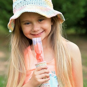 Kids Sun Hat & Popsicle Cozy Crochet Pattern Bundle | 7 Hat Designs + 7 Freeze Pop Cozies | PDF