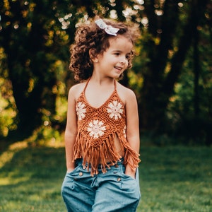 Padrão de crochê com girassóis e margaridas, para bebês e meninas, tamanho 9