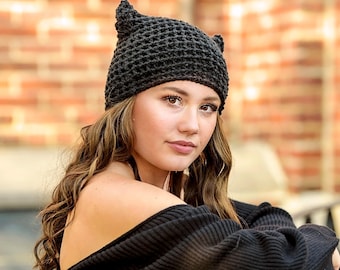 The Perfect Halloween Cat Hat Crochet Pattern With Cat Ears For Babies Through Adult Lynx Hat