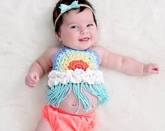 Baby Crochet Patterns - Baby häkeln Neckholder-Muster - Regenbogen häkeln Muster - Baby häkeln Regenbogen Neckholder Top - Kleinkind - 3 mos - Mädchen 10