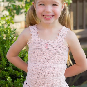 Angel Crochet Lace Top Pattern - Girls Crochet Tank Top Pattern - Kids Classic Crochet Top Pattern Tots Tweens 2T - 12 Girls Top