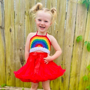 Rainbow Halter Crochet Pattern, Rainbow Kids Crop Top Pattern, Babies Through Girls Size 10 image 8
