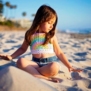 Rainbow Halter Crochet Pattern, Rainbow Kids Crop Top Pattern, Babies Through Girls Size 10 image 6