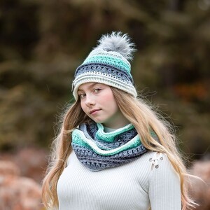 Wintergreen Hat And Infinity Scarf Crochet Pattern With Sizes Kids Through Adult image 2