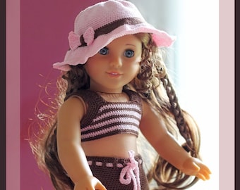 Sugar Bows Tankini And Sunhat Crochet Pattern for 18 inch Dolls and American Girl Doll