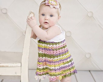 Delanie Dress - Crochet Pattern Sundress And Flower Sizes Newborn - 3T