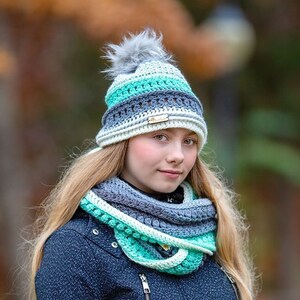 Wintergreen Hat And Infinity Scarf Crochet Pattern With Sizes Kids Through Adult image 4