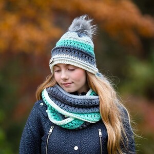Wintergreen Hat And Infinity Scarf Crochet Pattern With Sizes Kids Through Adult image 5