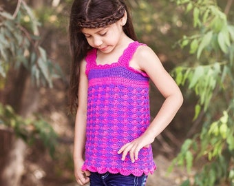 Girls Crochet Top Pattern- Toddler Crochet Top Pattern - Kids Crochet Top Pattern - Girls Seashell Top Pattern  2T - 10 Girls Crochet Tank