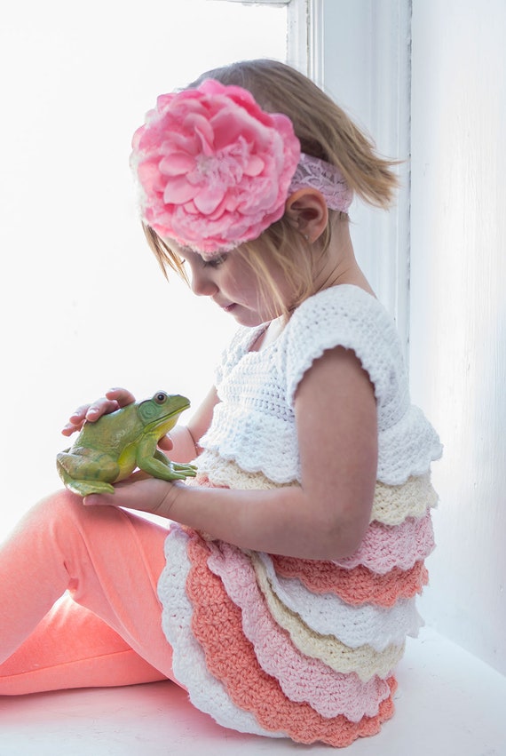 Girls Crochet Top Pattern- Toddler Crochet Top Pattern - Layered Petals Crochet Top Pattern  Perfect With Leggings 2T - 10 Girls Crochet Top