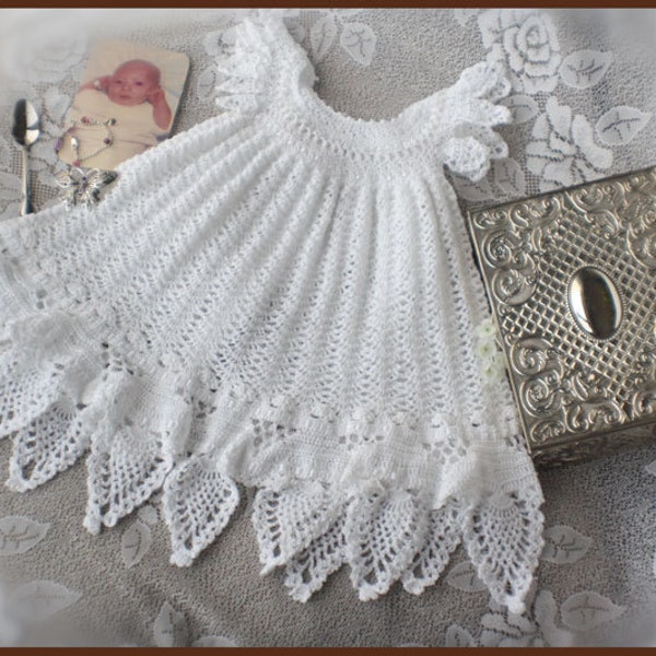 Celestial Christening Gown Crochet Pattern Sizes Newborn, 3 mos, 6 mos, 9 mos, 12 mos