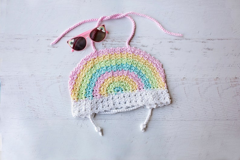 Rainbow Halter Crochet Pattern, Rainbow Kids Crop Top Pattern, Babies Through Girls Size 10 image 5
