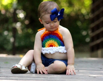Baby Crochet Patterns Baby Crochet Halter Pattern Rainbow