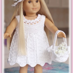 Lilia's Afternoon Walk Crochet Sunhat, Dress and Basket Pattern To Fit 18 inch Dolls image 4