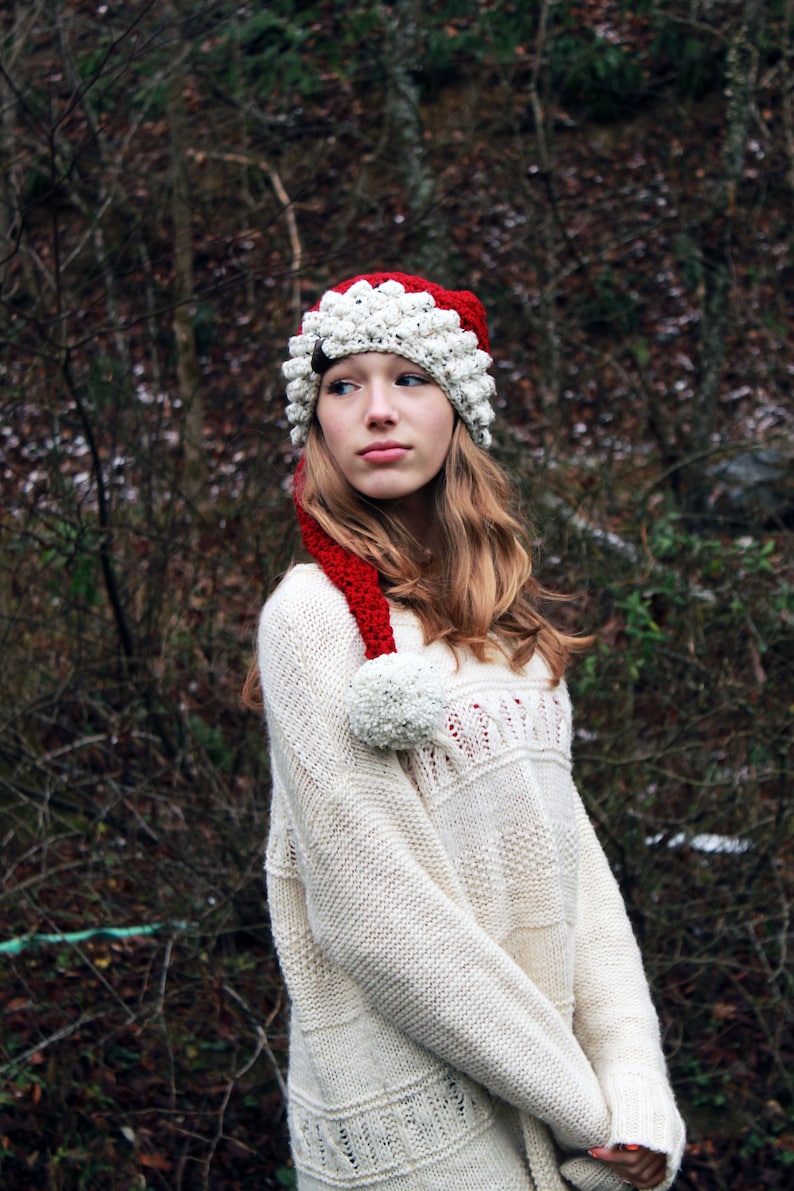 Long Bobble Santa Hat Crochet Pattern Santa Hat Crochet Pattern For Men Women and Kids image 3