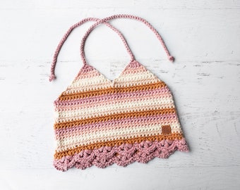 Rosemary Neckholder Häkelanleitung, Regenbogen Kinder Crop Top Häkelanleitung, 18 Monate durch Mädchen Gr. 10