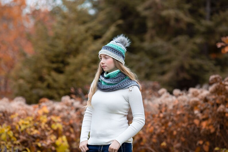 Wintergreen Hat And Infinity Scarf Crochet Pattern With Sizes Kids Through Adult image 7