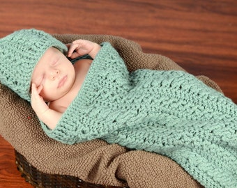 Cabled Bean Cocoon Crochet Patterns For Babies With Cabled Cap Beanie