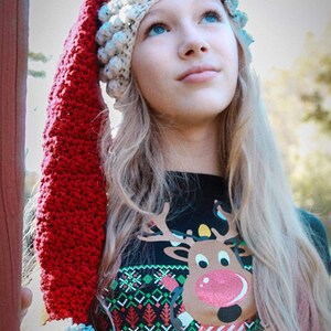 Long Bobble Santa Hat Crochet Pattern Santa Hat Crochet Pattern For Men Women and Kids image 10