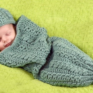 Cabled Bean Cocoon Crochet Patterns for Babies With Cabled Cap - Etsy