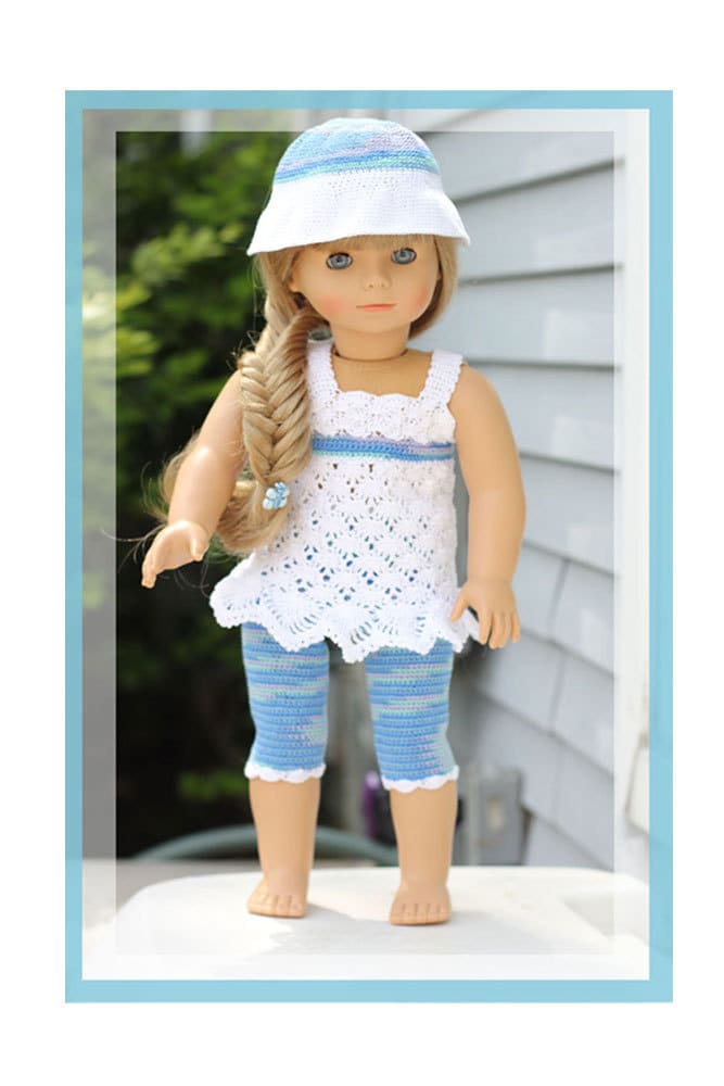 30 American Girl Crochet Patterns for Dresses, Accessories, and Giftable Doll Looks 16 Ocean Breeze Summer Set