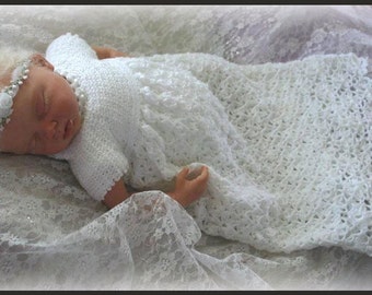 Tiny Blossoms Christening Gown - Crochet Pattern Sizes Reborn - 18 mos