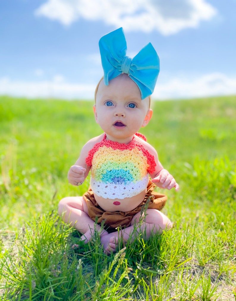 Rainbow Halter Crochet Pattern, Rainbow Kids Crop Top Pattern, Babies Through Girls Size 10 image 7