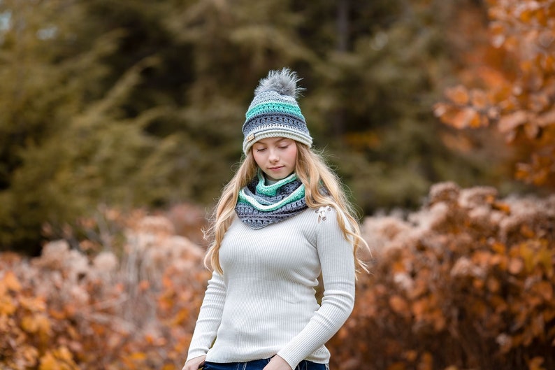 Wintergreen Hat And Infinity Scarf Crochet Pattern With Sizes Kids Through Adult image 3