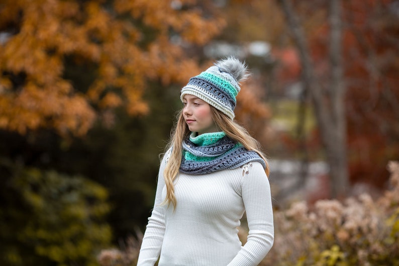 Wintergreen Hat And Infinity Scarf Crochet Pattern With Sizes Kids Through Adult image 8