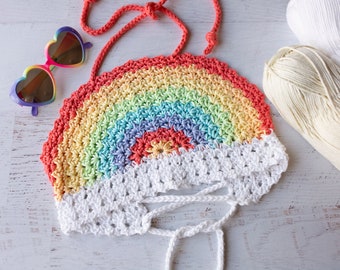 Rainbow Halter Crochet Pattern, Rainbow Kids Crop Top Pattern, Babies Through Girls Size 10