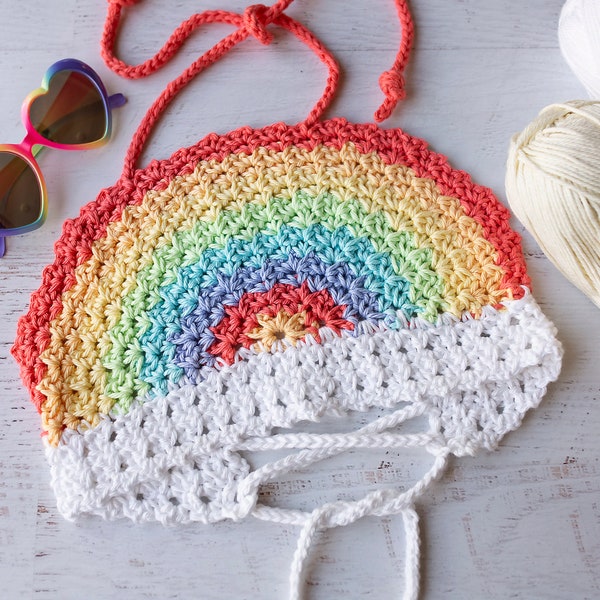 Motif crochet licou arc-en-ciel, motif haut court pour enfants arc-en-ciel, bébés à filles taille 10