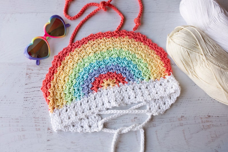 Rainbow Halter Crochet Pattern, Rainbow Kids Crop Top Pattern, Babies Through Girls Size 10 image 1