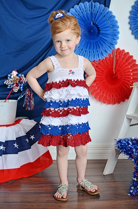 Crochet Sundress Pattern - Crochet 4th of July Pattern - Fourth of July  Crochet Dress Pattern My Little Party Dress 12 Mos - Girls Size 10 - Etsy
