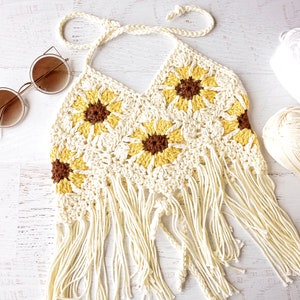 Sunflowers And Daisies Halter Crochet Pattern, Babies Through Girls Size 9 image 7