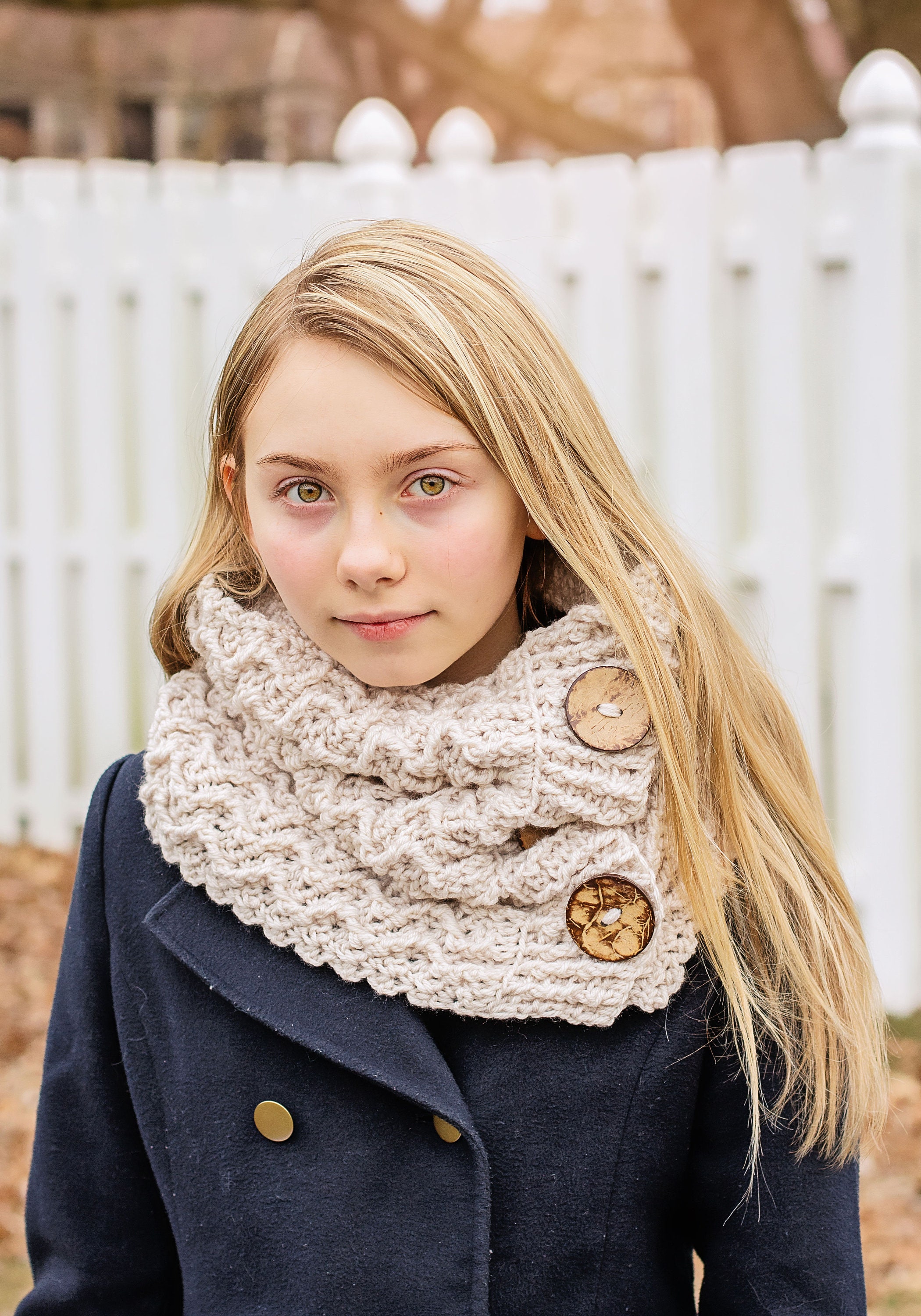 Tidal Textured Cowl With Buttons Crochet Pattern