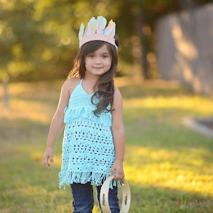 Crochet Halter Top Pattern - Fringe Crochet Halter Top Pattern -  Baby Kids Tweens Crochet Top Pattern 12 mos - Girls 10 Scout&#39;s Halter Top